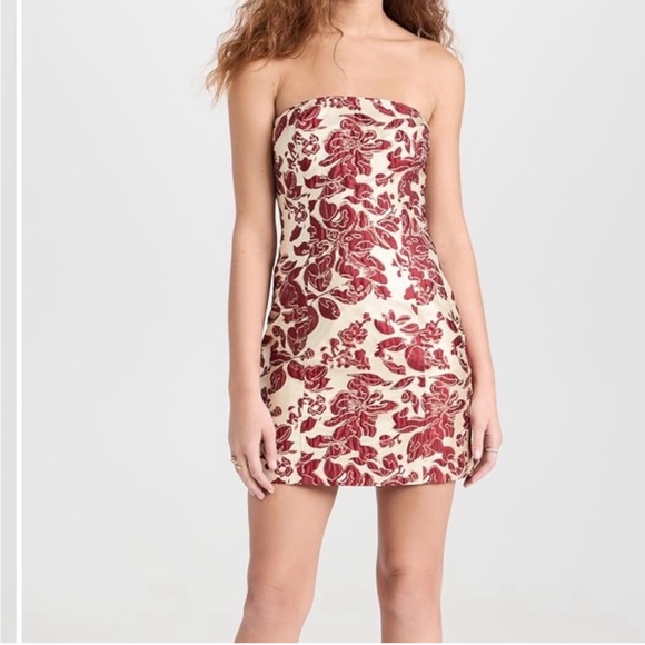 Reformation Red and Cream Floral Mini Dress - Picture 1 of 7